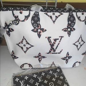 Louis Vuitton Neverfull MM jungle bag with clutch
